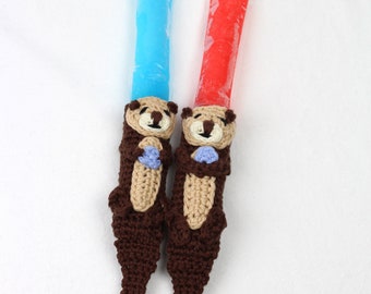 Otis the Otter Crochet Pattern, Ice Pop Holder Crochet Pattern, Instant Download, Freezer Pop Cozy Pattern, Otter Pattern, Summer Crochet