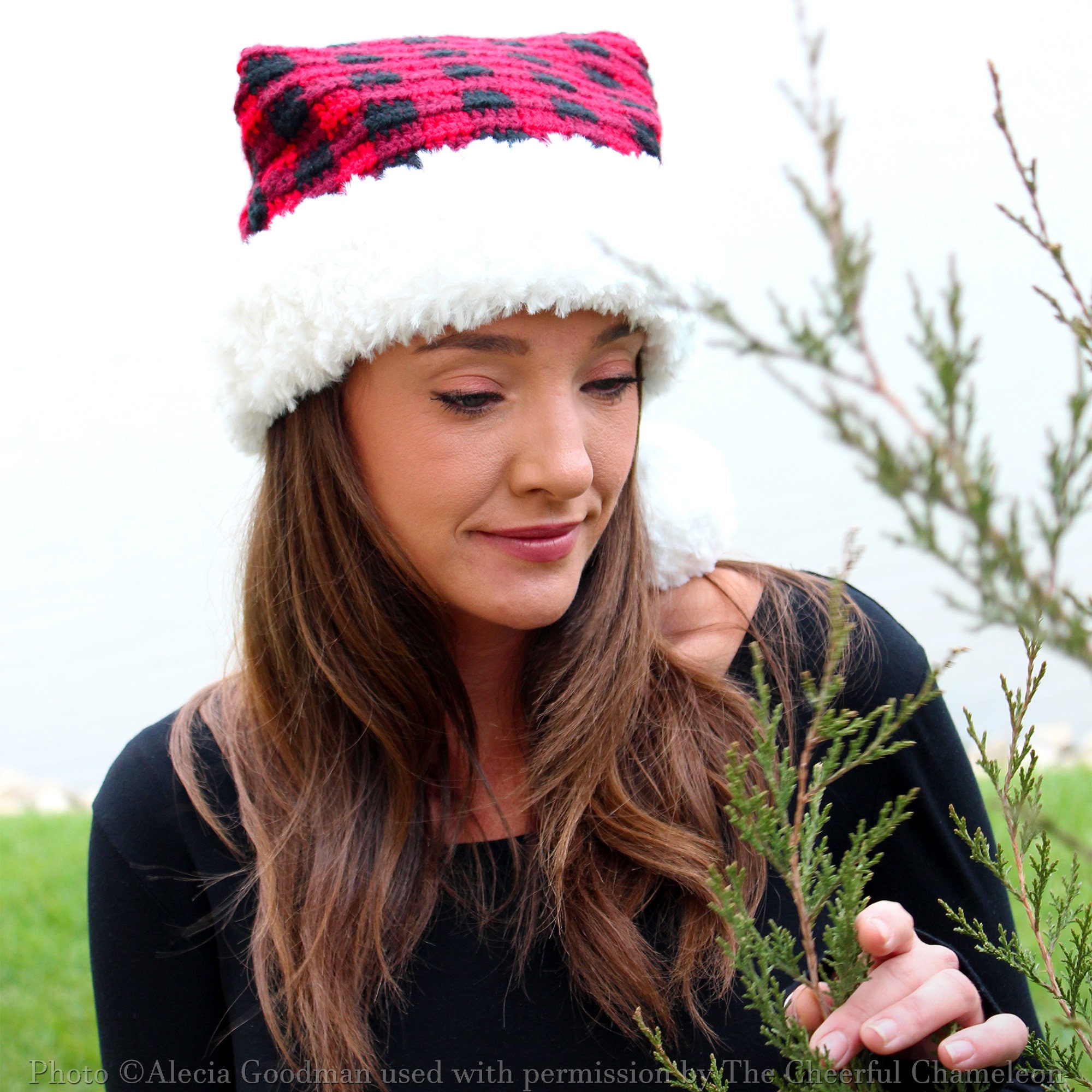 Holiday Plaid Santa Hat Crochet Pattern Holiday Hat Pattern Etsy