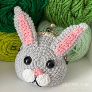 Bunny Coin Purse Crochet Pattern, Clasped Rabbit Change Pouch Money Bag Digital Download PDF Tutorial