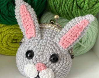 Bunny Coin Purse Crochet Pattern, Clasped Rabbit Change Pouch Money Bag Digital Download PDF Tutorial