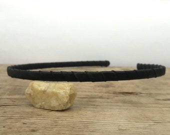 Leather Wrapped Headband Thin Hairband Simple Black Headbands School Hair Band Everyday Basic Leather Headband