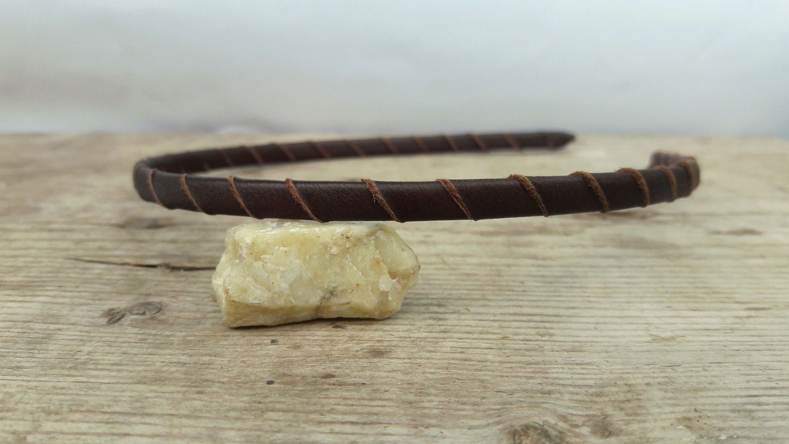 Leather Wrapped Headband Thin Hairband Simple Brown Headbands Etsy