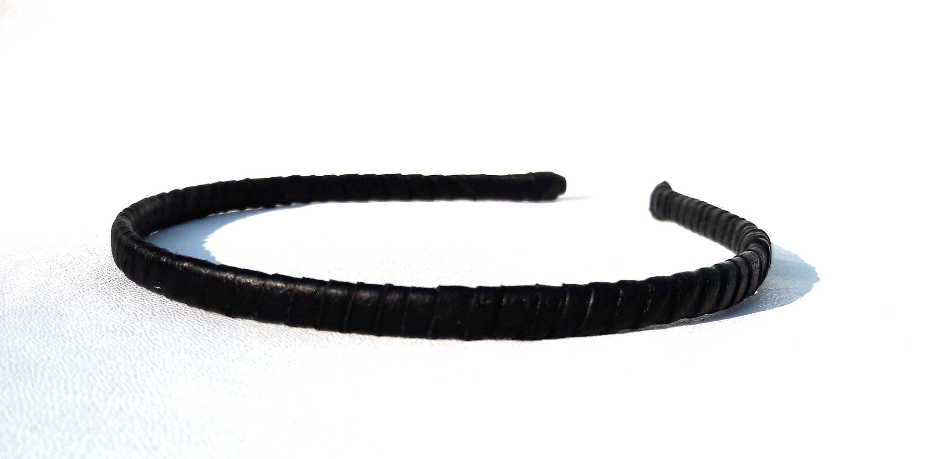 Leather Wrapped Headband Thin Hairband Simple Black Headbands Etsy