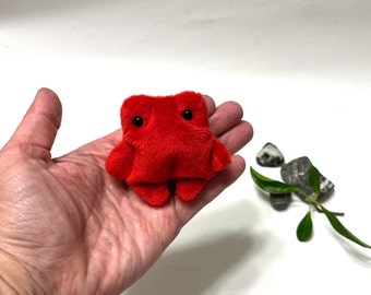 Pocket Frog Plush, School friend, Gift for Best Friend, Small Travel Companion, Worry Buddy, Weighted Pocket Charm, Lucky Charm, Fidget Frog