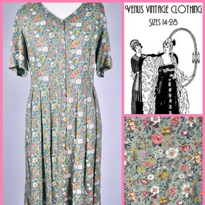 Plus Size UK 16 Vintage 1950s-Style Wildflower Floral Tea Dress Cottagecore EU 44  US 12 Bust 42" 107cm