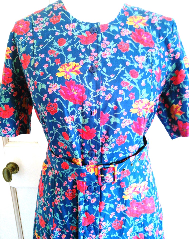 UK 14 Vintage 1980s Tea Dress Cottagecore Floral William Morris EU 42 US 10 Bust 40 102cm image 4