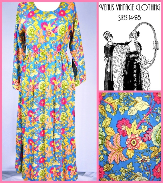 UK 14 Vintage Maxi Dress Cottagecore Boho Prairie Floral Bust 40" 102cm EU 42 US 10