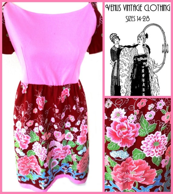 UK 14 Vintage 1960s Pink Gypsy Dress Floral Dolly Boho Handmade EU 42 US Bust 40" 102cm