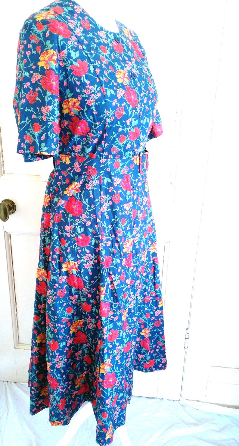 UK 14 Vintage 1980s Tea Dress Cottagecore Floral William Morris EU 42 US 10 Bust 40 102cm image 5