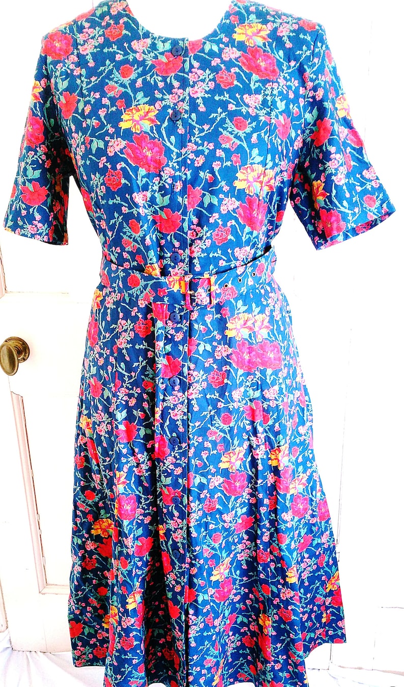 UK 14 Vintage 1980s Tea Dress Cottagecore Floral William Morris EU 42 US 10 Bust 40 102cm image 2