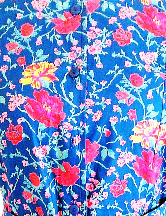 UK 14 Vintage 1980s Tea Dress Cottagecore Floral … - image 3
