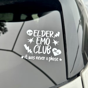 Elder Emo Club Vinyl Decal Sticker for Tumbler, Car, Truck, Cup, Bottle, Notebook, Planner, Laptop, Tablet, Window, Metal Head, Punk Rock,