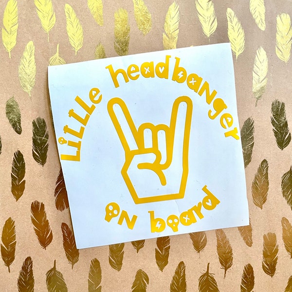 Little Head Banger Vinyl Decal - Free Shipping, Baby Decal - Baby On Board -Rock N Roll Decal, Rocker Hand, Punk Rock Decal, Skull, Sticker