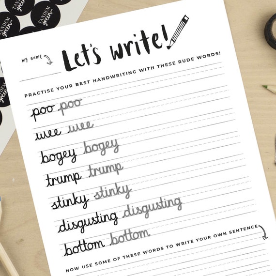 Cheeky Kids Cursive Handwriting Practice Download Printable | Etsy