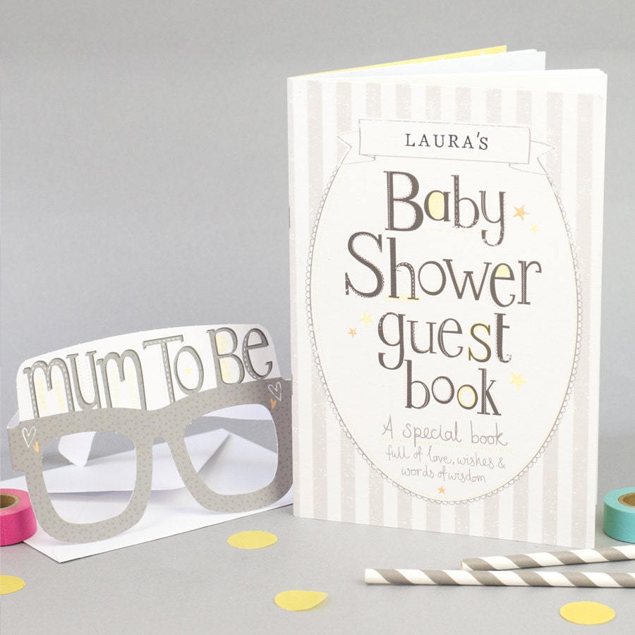 Baby shower Guest Book. Personalised baby shower guest book. | Etsy