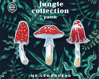 Mushrooms set jungle collection / iron on patch