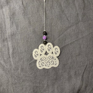Car charm - paw print window decor with lava beads for essential oil - diffuser - car rearview mirror accessory