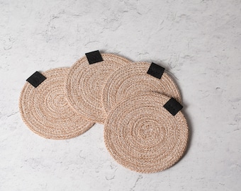 Rope coasters LIMITED EDITION COLOR - handmade from 100% recycled cotton rope - set of 4 - Caramel Shake