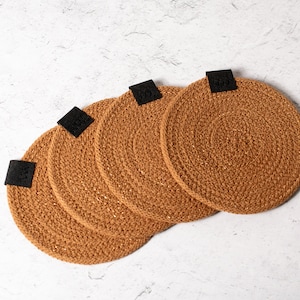 Rope coasters - handmade from 100% cotton rope - Caramel Gold Shimmer