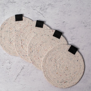 Rope coasters - handmade from 100% cotton rope - set of 4 - Natural Speckled