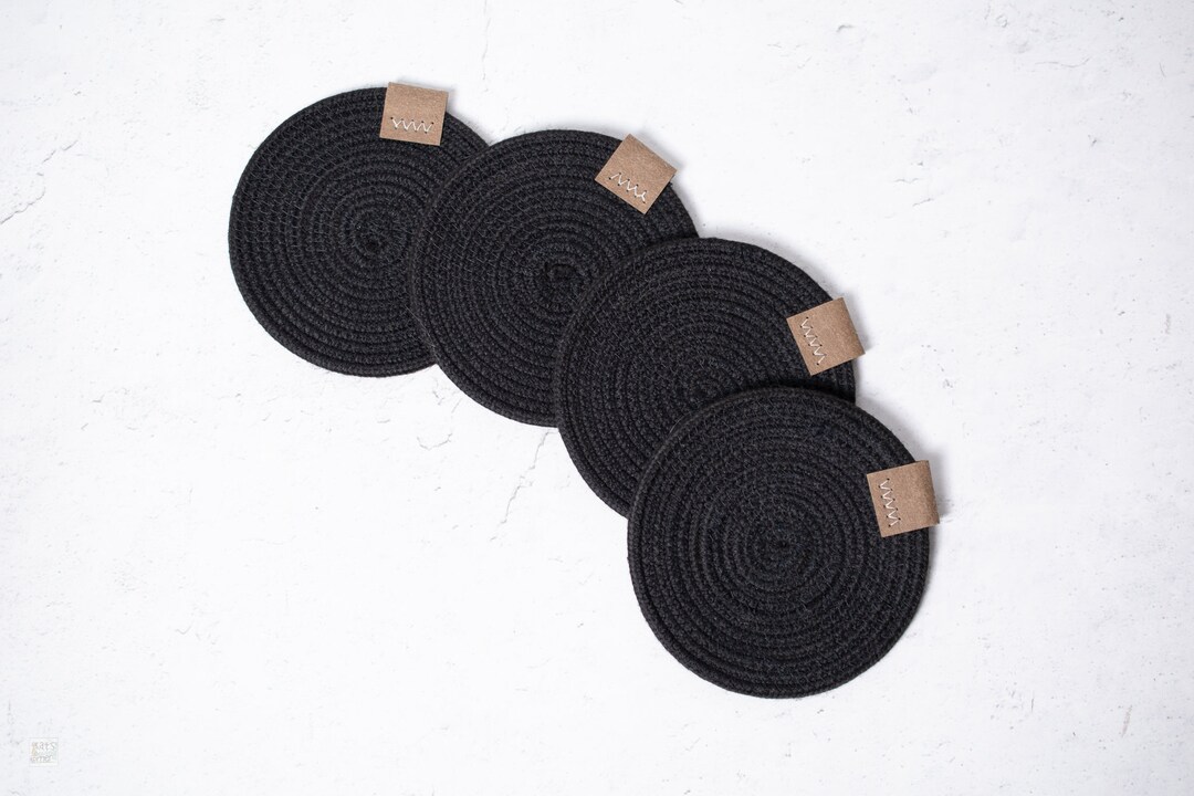 Rope Coasters - Handmade From 100% Cotton Rope - Black - Etsy