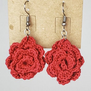 Crochet Rose Earrings