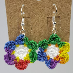 Crochet Daisy Flower Earrings