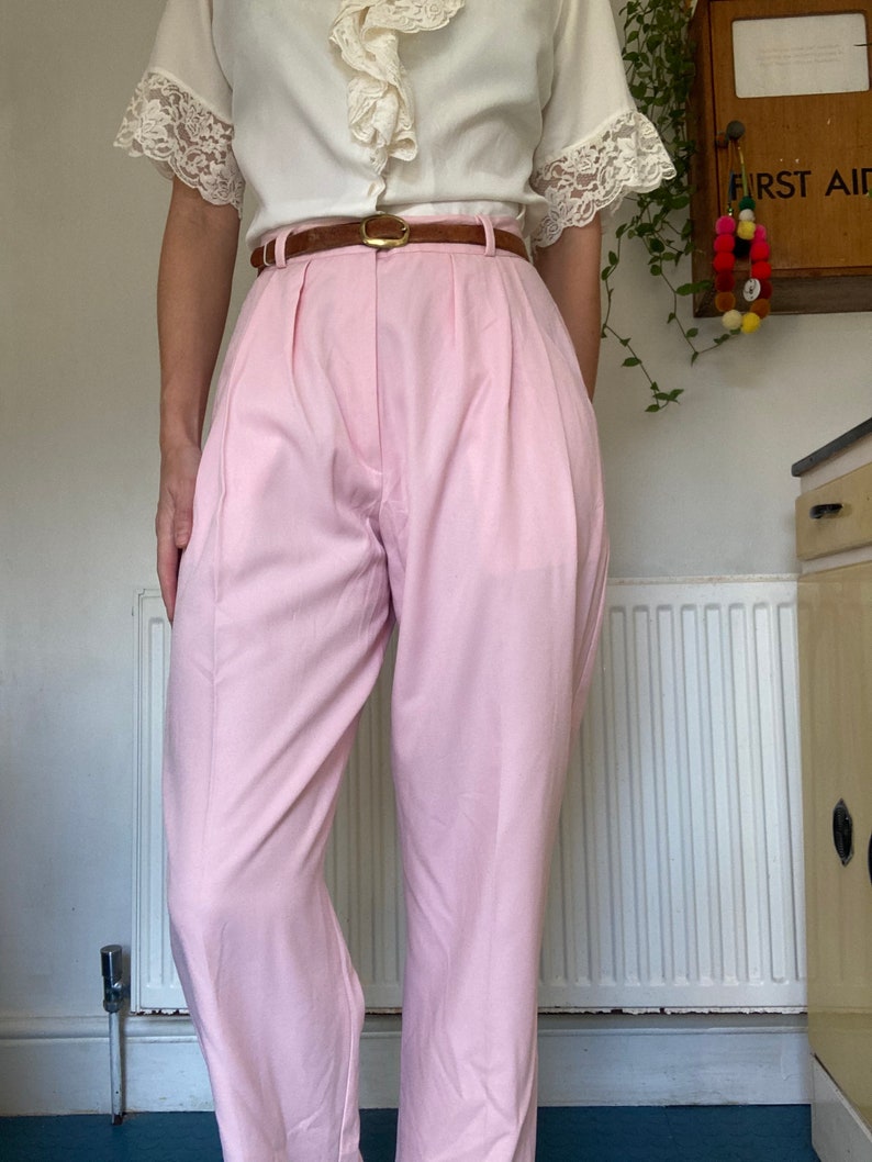 Vintage high waisted Pale 80s tapered leg mom trousers size 10 | Etsy