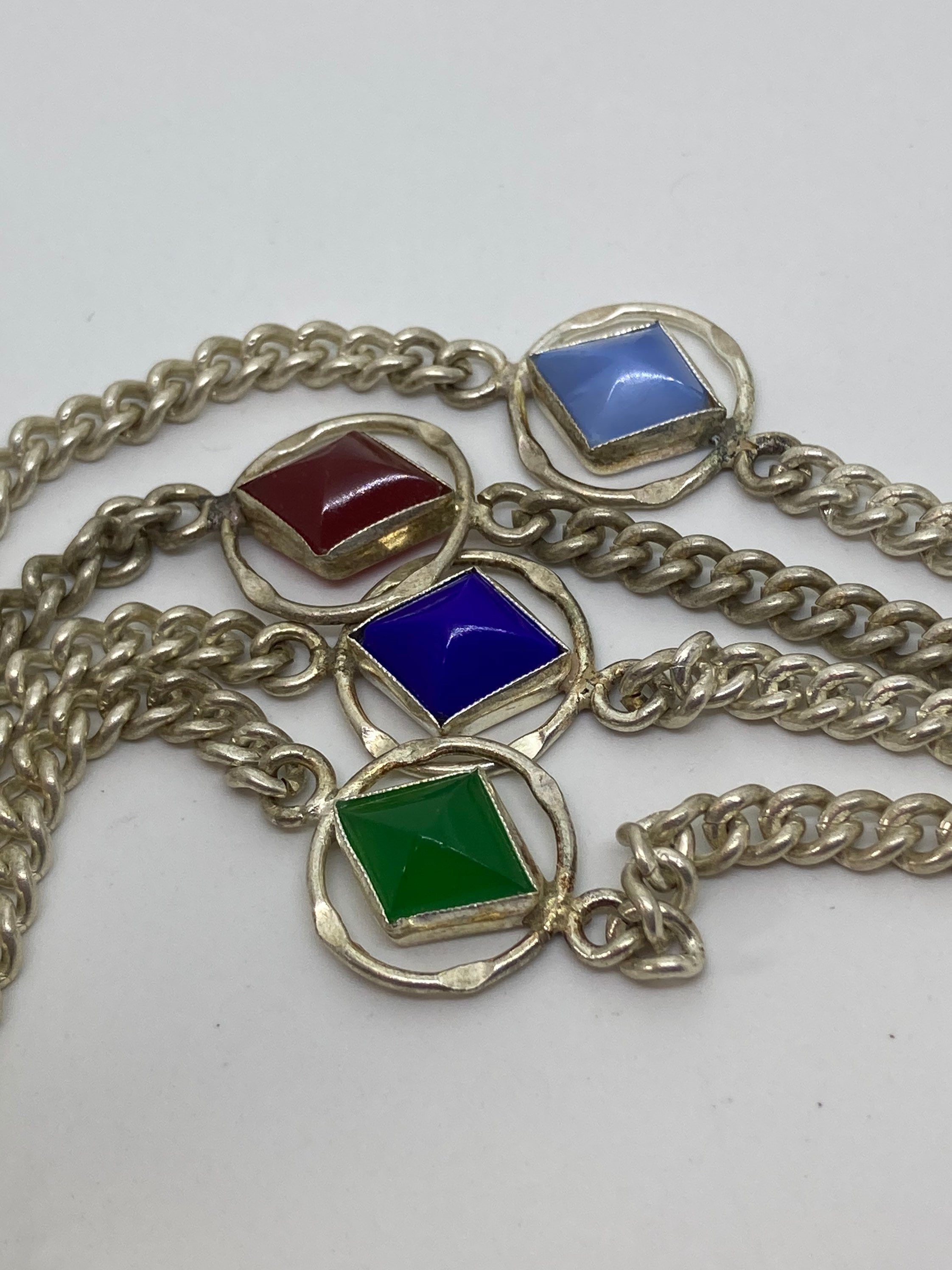 Jakob Bengel Vintage 1930s Silver metal Geometric  Chain Bracelet