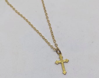 Vintage Gold Metal Cross Crucifix Necklace