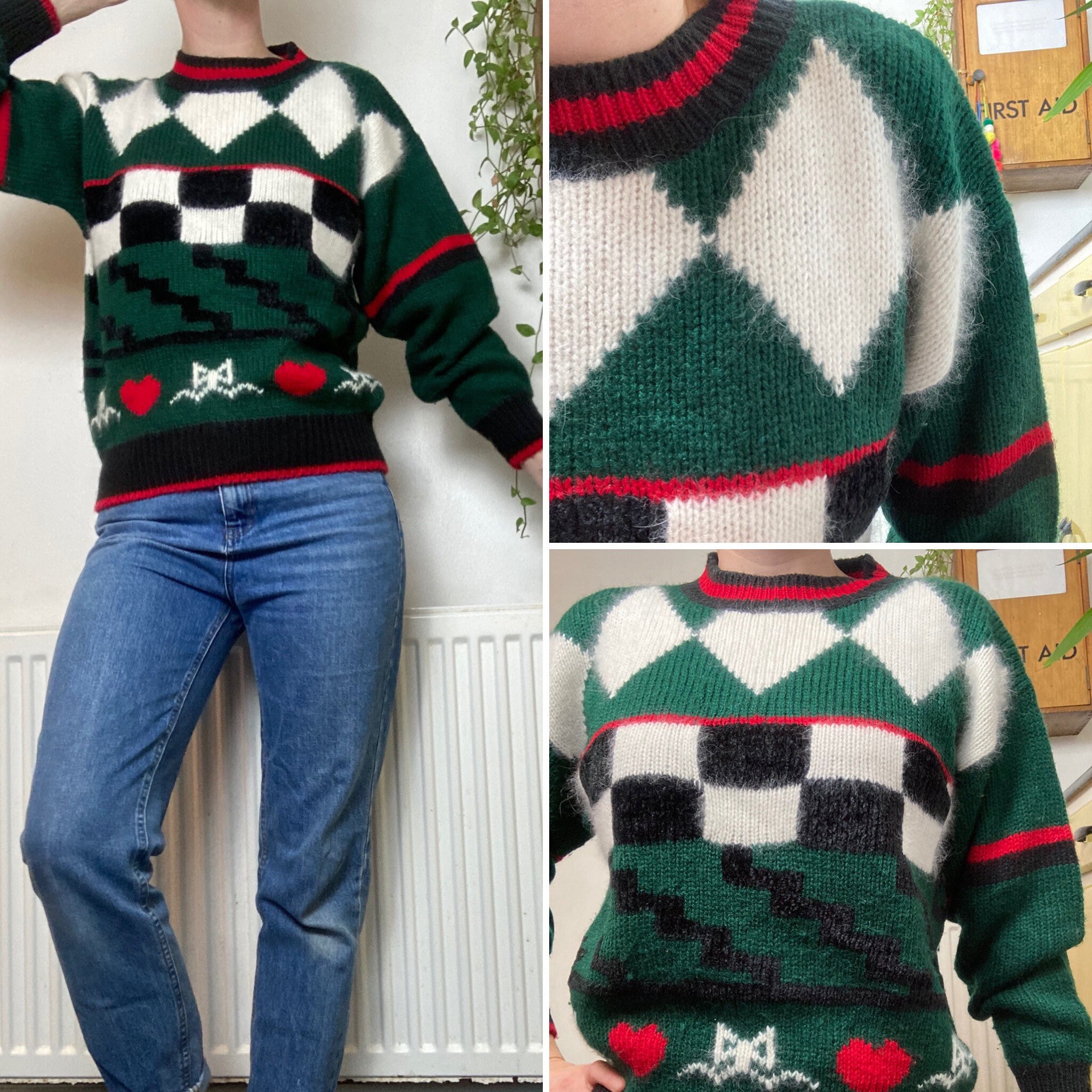 Image of Vintage S Green Mohair Cropped Jumper Uk Size Uk
