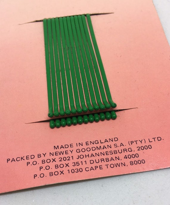 Vintage Block Colour Kirby Grips on Original Newey Pa… Gem