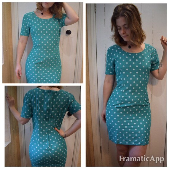 green polka dot mini dress