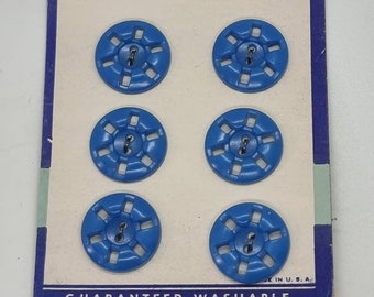 Sheet of 6 Red Cutout Vintage Buttons on Original Packaging 2.1cm