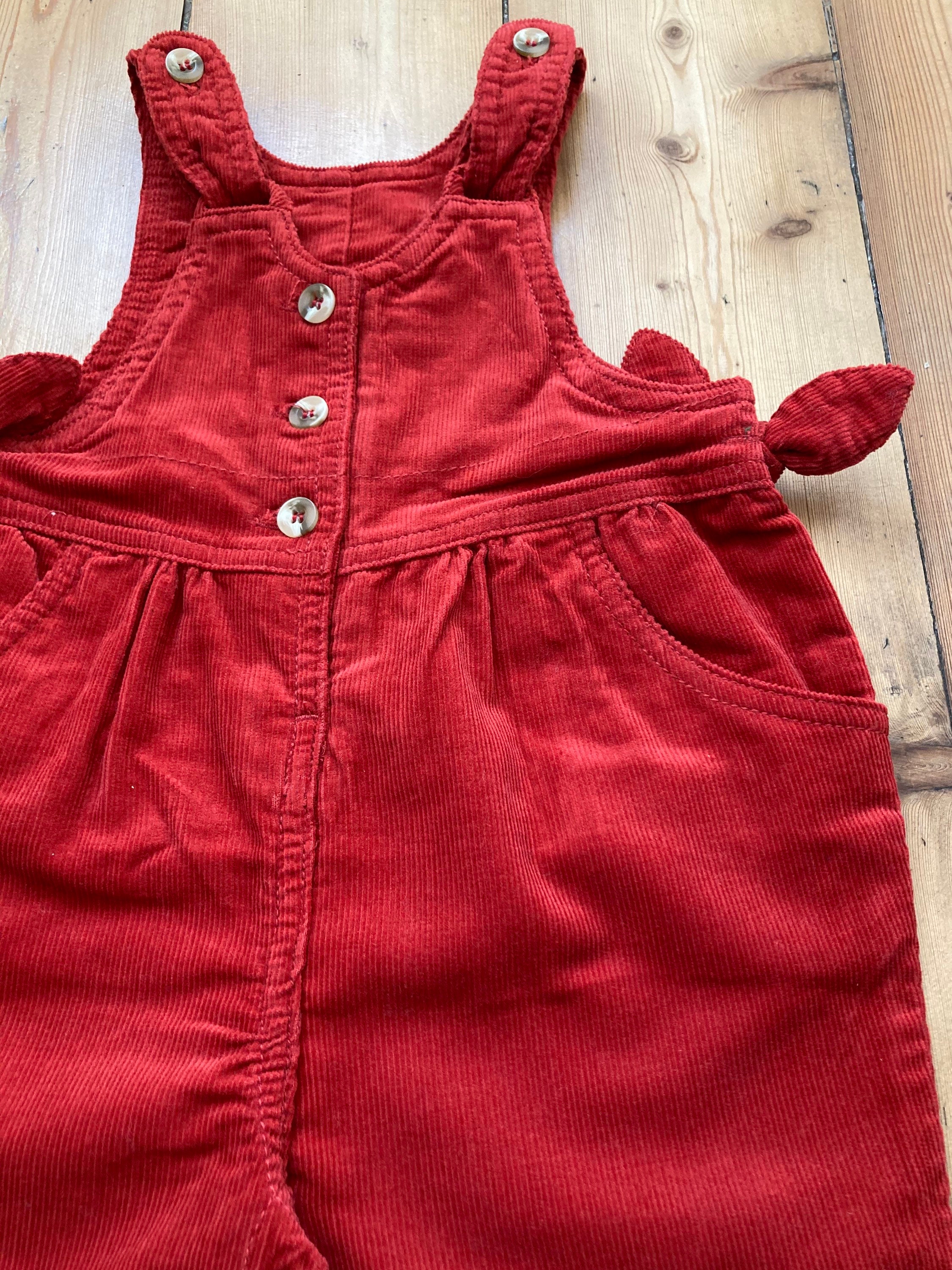 Vintage Orange Rust Corduroy dungarees overalls size range 6 | Etsy