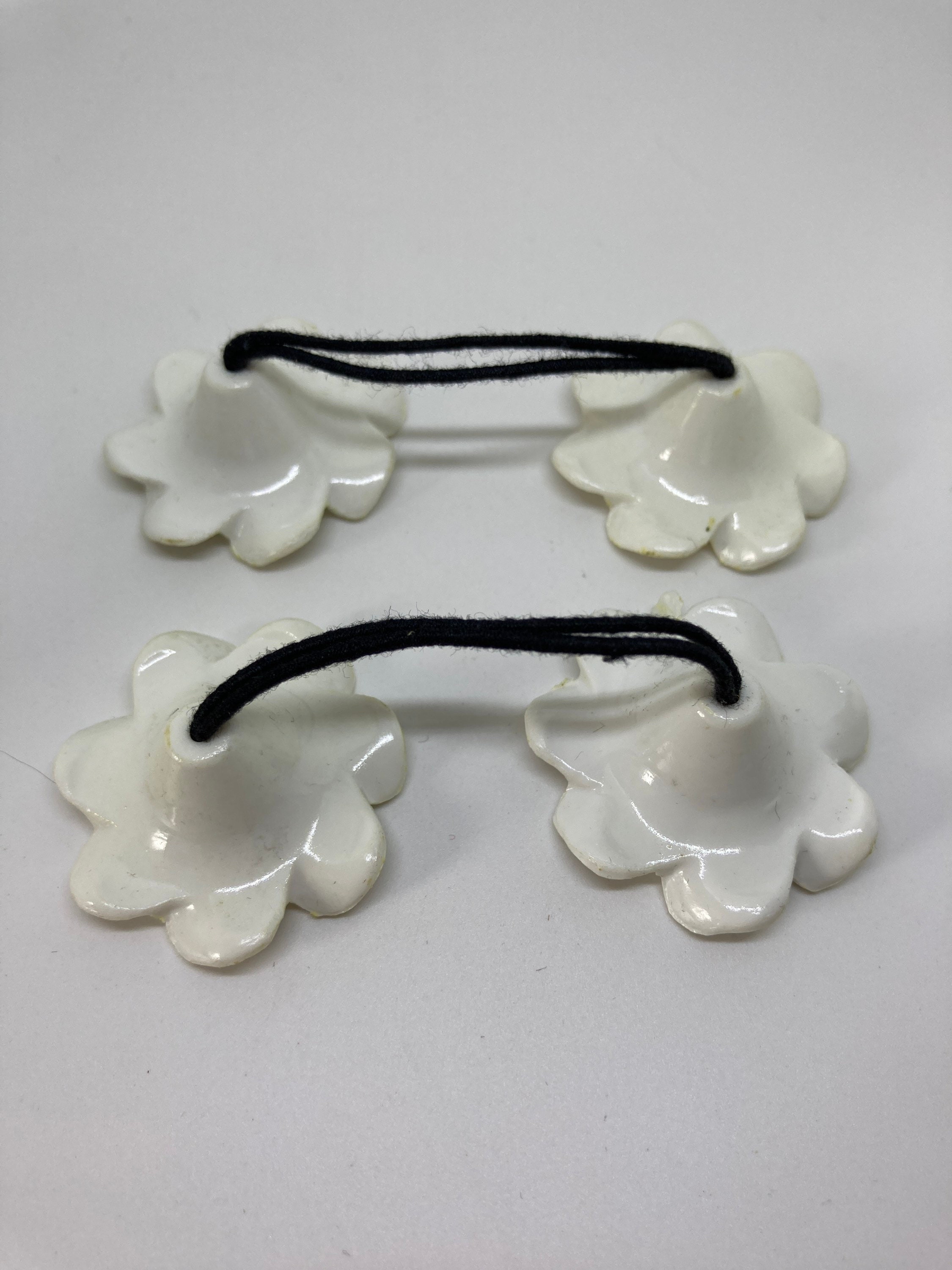 Vintage 60s Plastic Flower Hair Bobble Elastic Pair White Etsy