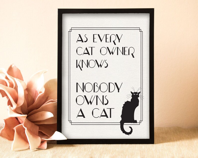 Printable quote cat art typography print black and white Etsy