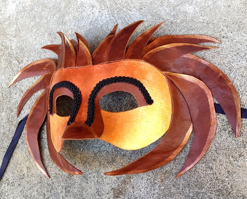 Lion Paper Mache and Leather Masquerade Mask Female or ...