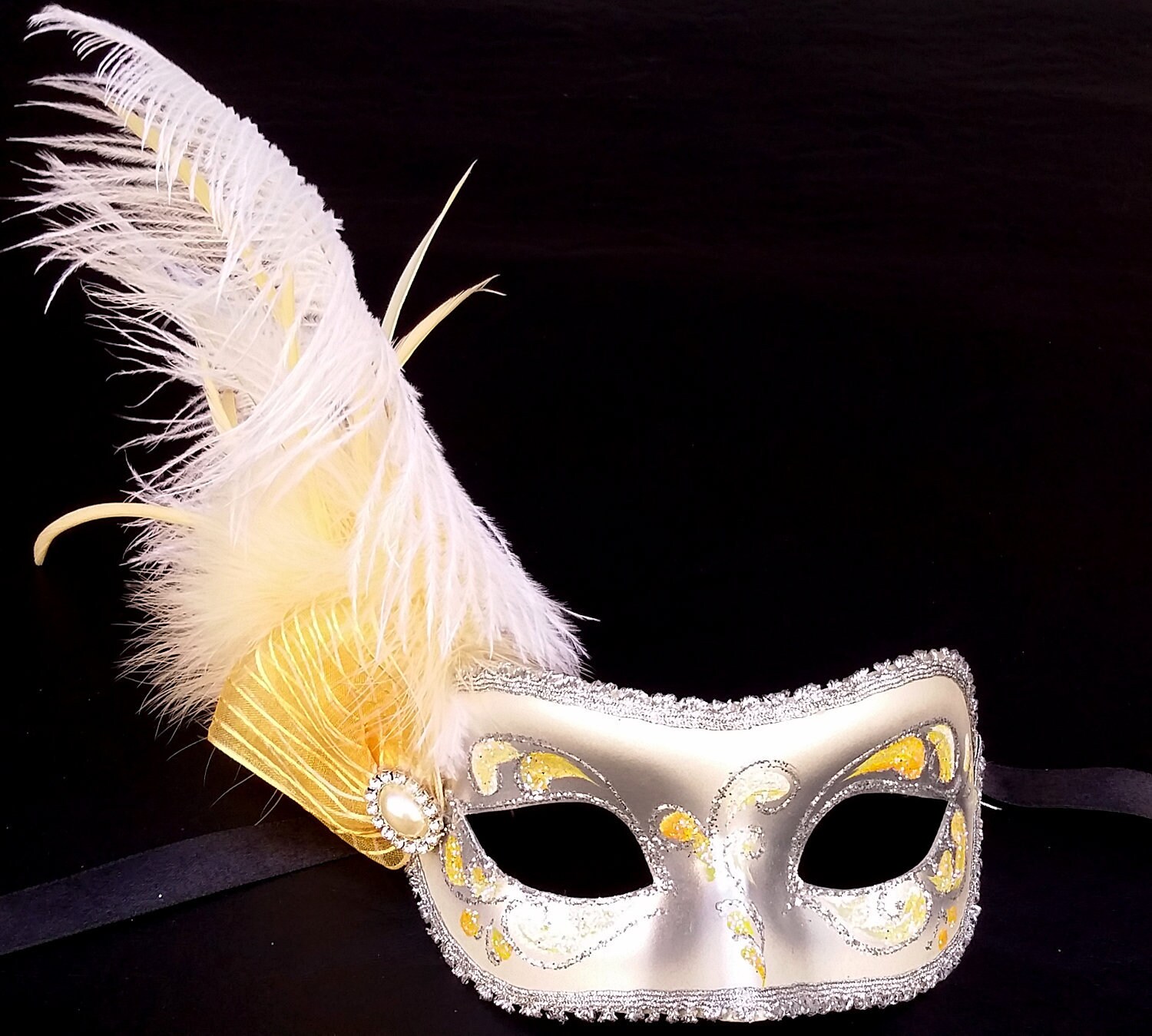 Brilliantina Silver and Yellow Masquerade Mask U816 Etsy Australia