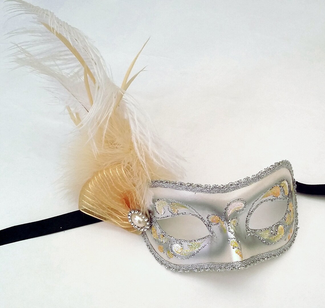 Brilliantina Silver and Yellow Masquerade Mask U816 Etsy Australia