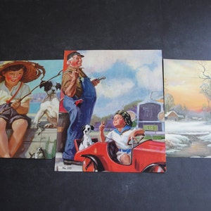 Vintage Set of (3) -1900’s Reproduction Lithograph Art Prints-Unframed.
