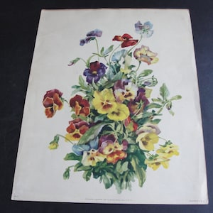 Vintage 1946 &quot; Flowers&quot; by Dorada Prints, New York-Reproduction Art Print-Unframed. RARE.