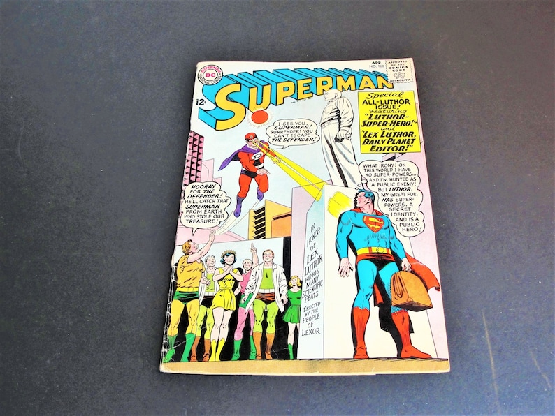 Superman 168 Good/Very Good 3.0cover detached from bottom stapleLuthor-Super-Hero12 CENT Silver Age DC 1964 Comic Book. image 3