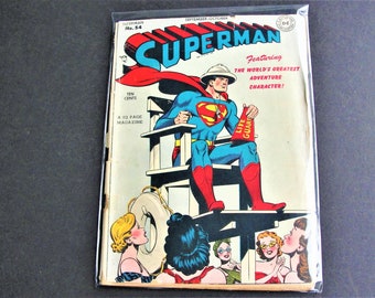 Superman (1st Series) #54 (Fair/Good 1.8) – (Cover detached), Golden Age DC 1948! Three Stories! Comic Book. RARE!