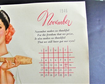 Beautiful Girl Risqué November 1946, Original Calendar Page by Famed Pin-up  Artist Alberto Vargas. - Etsy