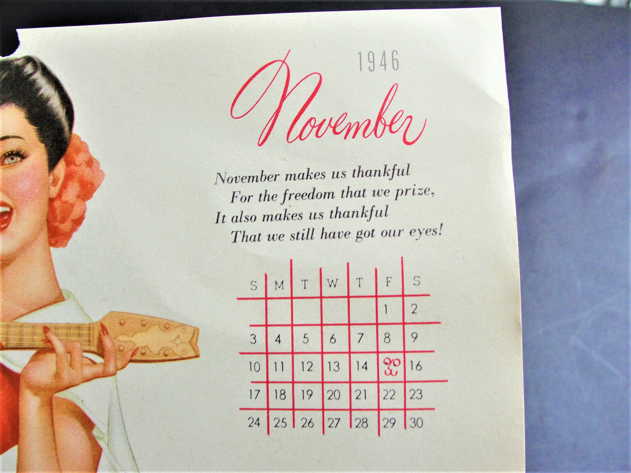 Beautiful Girl Risqué November 1946, Original Calendar Page by Famed Pin-up  Artist Alberto Vargas. - Etsy