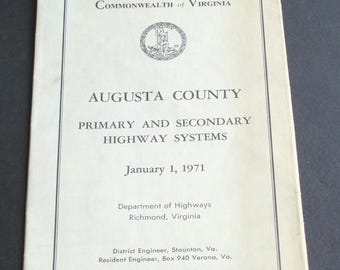 1971 Augusta County Virginia Highway Map, Original