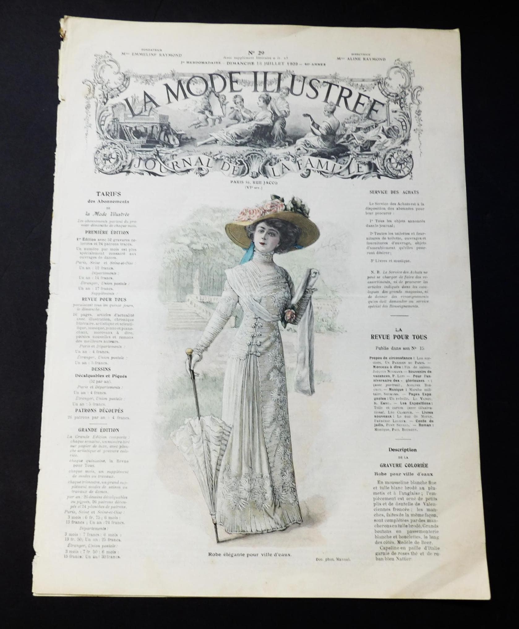 Revue Ancienne La Mode Illustrée N°35 De 1909 - Avec Planche Patrons, Origine France, Occasion Vintage