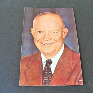 The President of U.S., Dwight David Eisenhower Unused Vintage Photo Postcard,   Published by Ohio Natural Color Card Co.