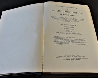 Vintage English Constitution Book, Hannis Taylor, 1895